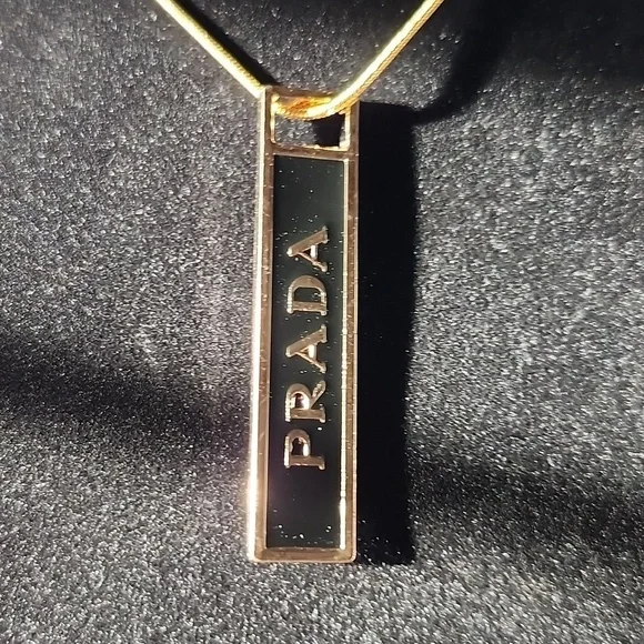 Gold and Black Pendant Upcycled With Necklace #45 - Picture 1 of 2